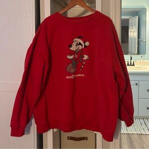 Disney Red Men's Crewneck Sweater with Mickey Mouse